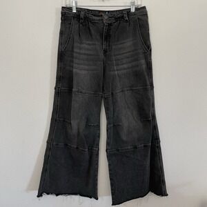 Delia's Dolls Kill Whimsical Ways Super Wide Leg Black Jeans Grunge Goth Y2K-Med